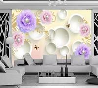 Tzxztt Géométrique Circulaire Perle Floral Papillon Papier Peint 3E Moderne Soie Texturée Haut De Gamme IdéAl Pour Le Salon Et La Chambre à Coucher-400cm×280cm