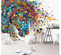 Tzxztt Graffiti Abstrait Peint À La Main Cheval Coloré Papier Peint 3D Moderne Soie Texturée Haut De Gamme Idéal Pour Le Salon Et La Chambre à Coucher-430cm×300cm