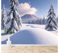 Tzxztt Hiver Pins Forêt Sommets Paysage Enneigé Papier Peint 3D Moderne Soie Texturée Haut De Gamme Idéal Pour Le Salon Et La Chambre à Coucher-350cm×256cm