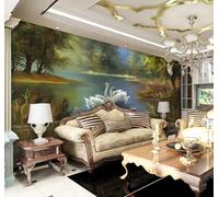 Tzxztt Lac Forest Rétro Cygne Blanc Papier Peint 3E Moderne Soie Texturée Haut De Gamme IdéAl Pour Le Salon Et La Chambre à Coucher-250cm×170cm