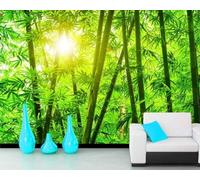 Tzxztt Lumière Du Soleil Fraîcheur Minimaliste Vert Bosquet De Bambous Papier Peint 3E Moderne Soie Texturée Haut De Gamme IdéAl Pour Le Salon Et La Chambre à Coucher-200cm×140cm