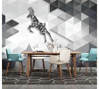 Tzxztt Luxe Art Géométrie Style Abstrait Élan Papier Peint 3D Moderne Soie Texturée Haut De Gamme Idéal Pour Le Salon Et La Chambre à Coucher-430cm×300cm