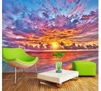 Tzxztt Magnifique Coucher De Soleil Paysage De Plage Papier Peint 3E Moderne Soie Texturée Haut De Gamme IdéAl Pour Le Salon Et La Chambre à Coucher-150cm×105cm