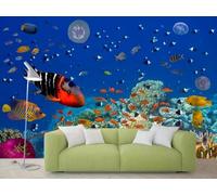 Tzxztt Magnifique Monde Sous Marin En Trois Dimensions Coraux Bancs De Poissons Papier Peint 3E Moderne Soie Texturée Haut De Gamme IdéAl Pour Le Salon Et La Chambre à Coucher-250cm×170cm