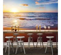 Tzxztt Magnifique Paysage De Plage Au Coucher Du Soleil En Tridimensionnel Papier Peint 3E Moderne Soie Texturée Haut De Gamme IdéAl Pour Le Salon Et La Chambre à Coucher-200cm×140cm