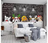Tzxztt Mignon Animaux Original Art Mathématiques Tableau Noir Papier Peint 3D Moderne Soie Texturée Haut De Gamme Idéal Pour Le Salon Et La Chambre à Coucher-430cm×300cm