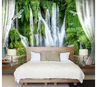 Tzxztt Minimaliste Cours D'Eau Cascade Balcon En Relief Paysage Papier Peint 3D Moderne Soie Texturée Haut De Gamme Idéal Pour Le Salon Et La Chambre à Coucher-250cm×170cm