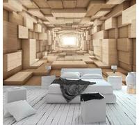 Tzxztt Minimaliste Créatif Géométrique Grain De Bois Extension De L'Espace Papier Peint 3D Moderne Soie Texturée Haut De Gamme Idéal Pour Le Salon Et La Chambre à Coucher-200cm×140cm