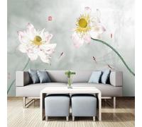 Tzxztt Minimaliste Créatif Rose Lotus Petit Poisson Papier Peint 3E Moderne Soie Texturée Haut De Gamme IdéAl Pour Le Salon Et La Chambre à Coucher-400cm×280cm