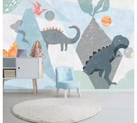 Tzxztt Minimaliste Dessin À La Main Dessin Animé Dinosaures Planètes Volcans Papier Peint 3D Moderne Soie Texturée Haut De Gamme Idéal Pour Le Salon Et La Chambre à Coucher-300cm×210cm
