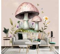 Tzxztt Minimaliste Fleurs Sauvages Mousse Bois Brut Champignons À L'Aquarelle Papier Peint 3D Moderne Soie Texturée Haut De Gamme Idéal Pour Le Salon Et La Chambre à Coucher-250cm×170cm