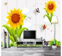 Tzxztt Minimaliste Frais Tournesol Style Champêtre Papier Peint 3D Moderne Soie Texturée Haut De Gamme Idéal Pour Le Salon Et La Chambre à Coucher-200cm×140cm