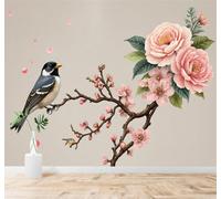 Tzxztt Minimaliste Rose Fleurs De Cerisier Pivoines Petits Oiseaux Papier Peint 3D Moderne Soie Texturée Haut De Gamme Idéal Pour Le Salon Et La Chambre à Coucher-400cm×280cm