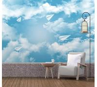 Tzxztt Minimaliste Tridimensionnel Ciel Bleu Nuages Blancs Oiseaux En Vol Papier Peint 3E Moderne Soie Texturée Haut De Gamme IdéAl Pour Le Salon Et La Chambre à Coucher-200cm×140cm