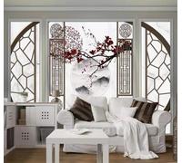 Tzxztt Motifs Géométriques Rétro Branches Et Fleurs Papier Peint 3E Moderne Soie Texturée Haut De Gamme IdéAl Pour Le Salon Et La Chambre à Coucher-400cm×280cm