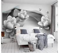 Tzxztt Noir Et Blanc Encre Lotus Papillon Minimaliste Papier Peint 3D Moderne Soie Texturée Haut De Gamme Idéal Pour Le Salon Et La Chambre à Coucher-250cm×170cm