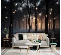 Tzxztt Noir Forêt Étoiles Scintillantes Ciel Nocturne Brumeux Papier Peint 3D Moderne Soie Texturée Haut De Gamme Idéal Pour Le Salon Et La Chambre à Coucher-150cm×105cm