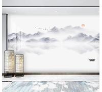 Tzxztt Paysage À L'Encre De Chine Oiseaux En Vol Lever Du Soleil Arbres Papier Peint 3E Moderne Soie Texturée Haut De Gamme IdéAl Pour Le Salon Et La Chambre à Coucher-350cm×256cm
