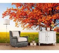 Tzxztt Paysage Tridimensionnel Avec Des Feuilles Rouges D'Automne Papier Peint 3E Moderne Soie Texturée Haut De Gamme IdéAl Pour Le Salon Et La Chambre à Coucher-430cm×300cm