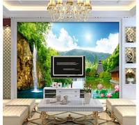 Tzxztt Paysages Cascades Ciel Bleu Nuages Blancs Nature Paysages Papier Peint 3D Moderne Soie Texturée Haut De Gamme Idéal Pour Le Salon Et La Chambre à Coucher-350cm×256cm