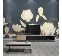 Tzxztt Peint À La Main Fil D'Or Plantes Fleurs Art Papier Peint 3E Moderne Soie Texturée Haut De Gamme IdéAl Pour Le Salon Et La Chambre à Coucher-250cm×170cm