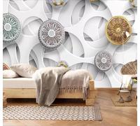 Tzxztt Personnalité Relief Art Cercles Assemblage Papier Peint 3D Moderne Soie Texturée Haut De Gamme Idéal Pour Le Salon Et La Chambre à Coucher-350cm×256cm