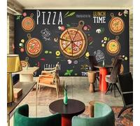 Tzxztt Pizza Alimentaire Dessinée À La Main Sur Tableau Noir Papier Peint 3E Moderne Soie Texturée Haut De Gamme IdéAl Pour Le Salon Et La Chambre à Coucher-430cm×300cm