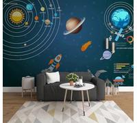 Tzxztt Planète De L'Univers Spatial Dessinée À La Main Papier Peint 3E Moderne Soie Texturée Haut De Gamme IdéAl Pour Le Salon Et La Chambre à Coucher-250cm×170cm