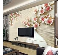 Tzxztt Relief Blanc Vase Rose Fleurs Papier Peint 3d Moderne Soie Texturée Haut De Gamme IdéAl Pour Le Salon Et La Chambre à Coucher-350cm×256cm