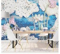 Tzxztt Relief En Trois Dimensions Lotus Et Feuilles De Lotus Créatif Papier Peint 3E Moderne Soie Texturée Haut De Gamme IdéAl Pour Le Salon Et La Chambre à Coucher-300cm×210cm