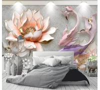 Tzxztt Relief Lotus Rose Petit Poisson Papier Peint 3E Moderne Soie Texturée Haut De Gamme IdéAl Pour Le Salon Et La Chambre à Coucher-400cm×280cm