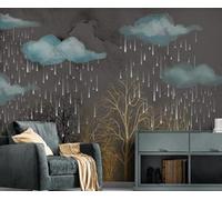 Tzxztt Rétro Créatif Bleu Nuages Forêt Papier Peint 3E Moderne Soie Texturée Haut De Gamme IdéAl Pour Le Salon Et La Chambre à Coucher-150cm×105cm