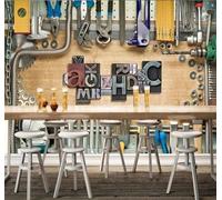 Tzxztt Rétro Industriel Machines Outils Atelier De Réparation Papier Peint 3E Moderne Soie Texturée Haut De Gamme Idéal Pour Le Salon Et La Chambre à Coucher-150cm×105cm