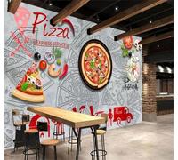 Tzxztt Rétro Minimaliste Créatif Nourriture Pizza Papier Peint 3E Moderne Soie Texturée Haut De Gamme Idéal Pour Le Salon Et La Chambre à Coucher-250cm×170cm