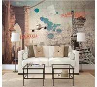 Tzxztt Rétro Nostalgie Architecture Ponts Avions Papier Peint 3D Moderne Soie Texturée Haut De Gamme Idéal Pour Le Salon Et La Chambre à Coucher-400cm×280cm