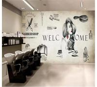 Tzxztt Rétro Nostalgie Salon De Coiffure Coiffure Papier Peint 3D Moderne Soie Texturée Haut De Gamme Idéal Pour Le Salon Et La Chambre à Coucher-200cm×140cm