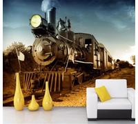 Tzxztt Rétro Nostalgie Soirée Vieillissement Vapeur Train Papier Peint 3D Moderne Soie Texturée Haut De Gamme Idéal Pour Le Salon Et La Chambre à Coucher-200cm×140cm