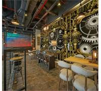 Tzxztt Rétro Tridimensionnel Doré Métallique Engrenages Papier Peint 3E Moderne Soie Texturée Haut De Gamme Idéal Pour Le Salon Et La Chambre à Coucher-300cm×210cm