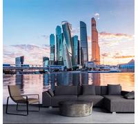 Tzxztt Rivières Villes Architecture Paysages En Trois Dimensions Papier Peint 3E Moderne Soie Texturée Haut De Gamme IdéAl Pour Le Salon Et La Chambre à Coucher-350cm×256cm