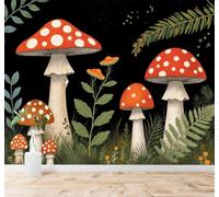 Tzxztt Rouge Et Blanc Champignons Forêt Plantes Paysage Nocturne Papier Peint 3D Moderne Soie Texturée Haut De Gamme Idéal Pour Le Salon Et La Chambre à Coucher-400cm×280cm