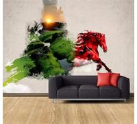 Tzxztt Simple Abstrait Créatif Rétro Mosaïque Course De Chevaux Papier Peint 3D Moderne Soie Texturée Haut De Gamme Idéal Pour Le Salon Et La Chambre à Coucher-200cm×140cm