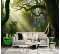 Tzxztt Soleil Vieux Arbres Fraîcheur Forêt Verdoyante Sentier Papier Peint 3D Moderne Soie Texturée Haut De Gamme Idéal Pour Le Salon Et La Chambre à Coucher-400cm×280cm