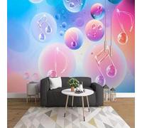 Tzxztt Stéréoscopique Multicolore Rond Musique Symboles Papier Peint 3d Moderne Soie Texturée Haut De Gamme IdéAl Pour Le Salon Et La Chambre à Coucher-300cm×210cm