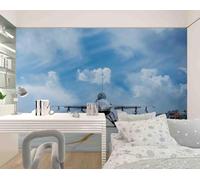 Tzxztt Structure En Relief Ciel Bleu Nuages Blancs Avion Art Papier Peint 3d Moderne Soie Texturée Haut De Gamme IdéAl Pour Le Salon Et La Chambre à Coucher-400cm×280cm