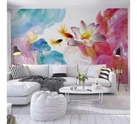 Tzxztt Structure En Relief Multicolore Encre De Chine Lotus Petits Poissons Papier Peint 3d Moderne Soie Texturée Haut De Gamme IdéAl Pour Le Salon Et La Chambre à Coucher-430cm×300cm