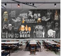 Tzxztt Tableau Noir Bière Dessinée À La Main Individualité Décoration Industrielle Papier Peint 3D Moderne Soie Texturée Haut De Gamme Idéal Pour Le Salon Et La Chambre à Coucher-300cm×210cm