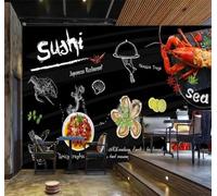 Tzxztt Tableau Noir Dessiné À La Main Cuisine Fruits De Mer Homard Papier Peint 3E Moderne Soie Texturée Haut De Gamme Idéal Pour Le Salon Et La Chambre à Coucher-150cm×105cm