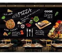 Tzxztt Tableau Noir Dessiné À La Main Nourriture Pizza Légumes Papier Peint 3E Moderne Soie Texturée Haut De Gamme IdéAl Pour Le Salon Et La Chambre à Coucher-300cm×210cm