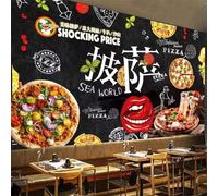 Tzxztt Tableau Noir Dessiné À La Main Pizza Gourmet Dessin Animé Restaurant Fast Food Papier Peint 3E Moderne Soie Texturée Haut De Gamme IdéAl Pour Le Salon Et La Chambre à Coucher-150cm×105cm