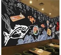 Tzxztt Tableau Noir Dessiné À La Main Représentant Un Restaurant De Sushis Papier Peint 3D Moderne Soie Texturée Haut De Gamme Idéal Pour Le Salon Et La Chambre à Coucher-250cm×170cm